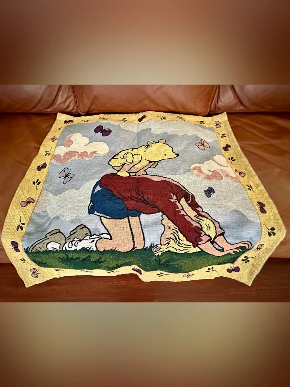 Classic Winnie the Pooh Tapestry Wall Hanging Bridge Leap Frog Pooh Cartwheel